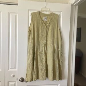 Flax Vintage Linen Sleeveless Tunic Top Dress Coverup